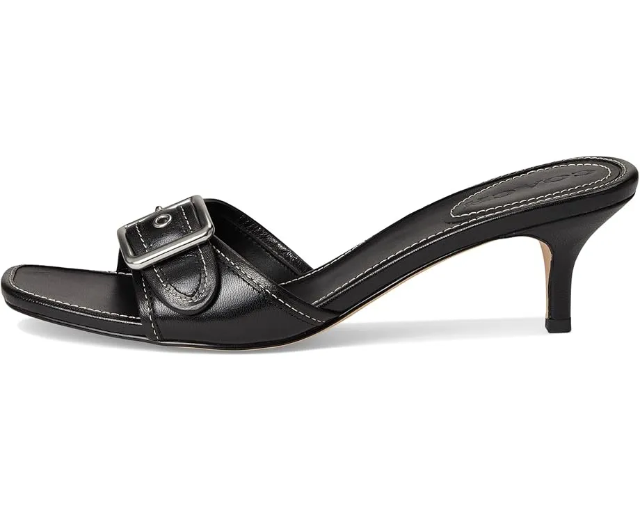 Кожаные босоножки COACH Margot на низком каблуке с пряжкой