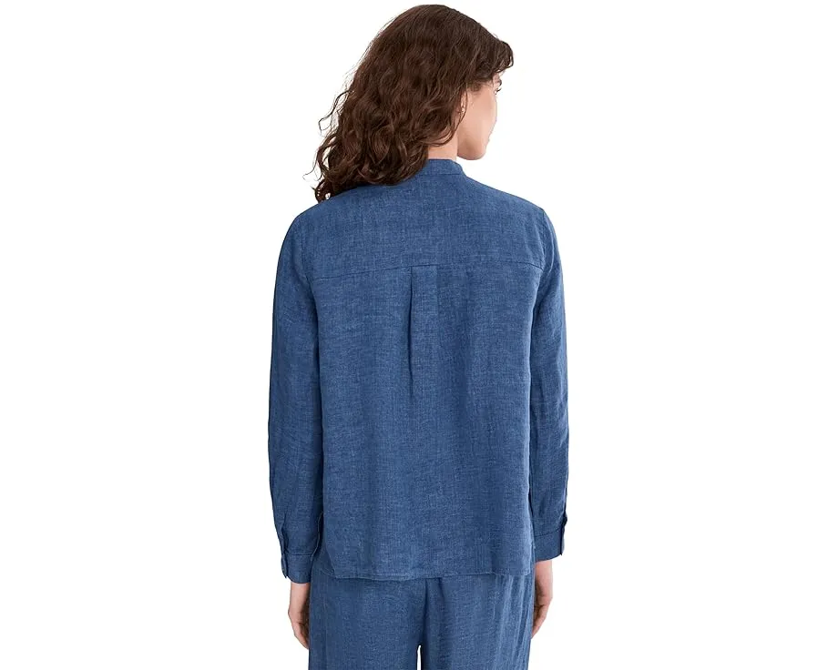 Блуза Eileen Fisher с воротником-стойкой из выстиранного органического льна