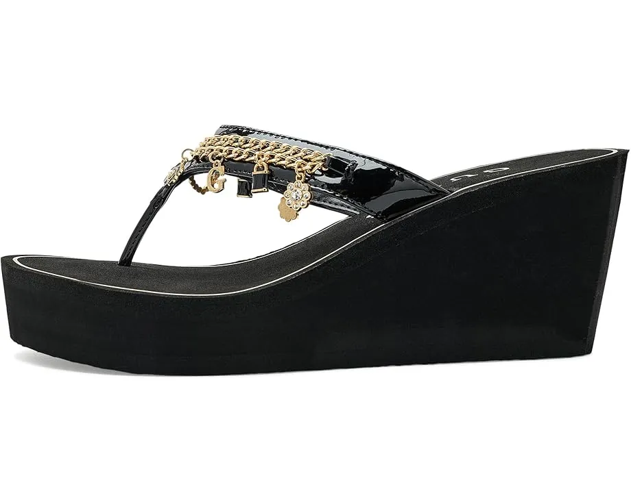 Сандалии GUESS Sutton с клиновидным каблуком и декоративными цепочками