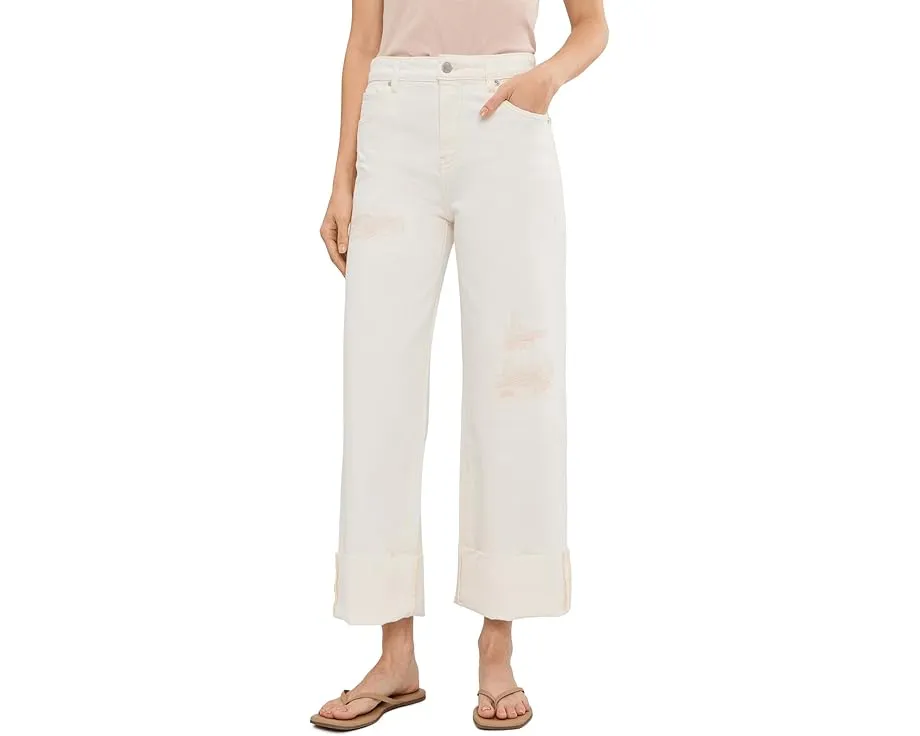 Джинсы Saige Mid-Rise Wide Leg Crop с широкими штанинами и средней посадкой в цвете Powder Mended
