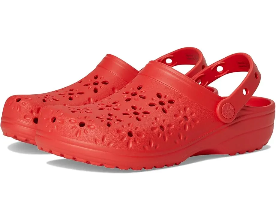 Классические сабо Crocs с ажурным цветочным дизайном и вентиляционными отверстиями