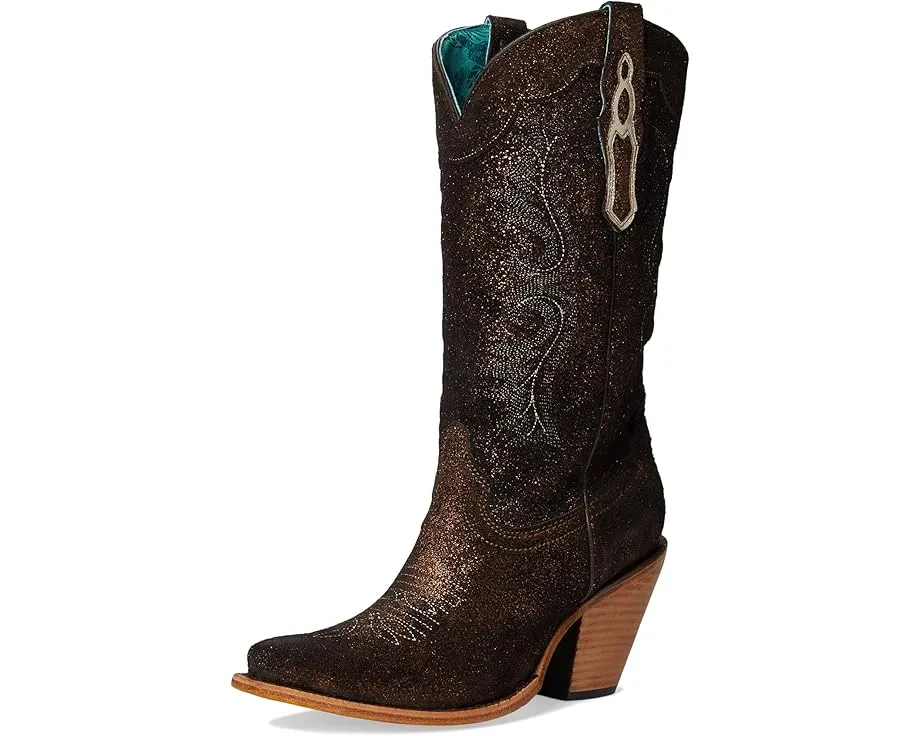 Сапоги Corral Z5240 до середины икры с металлизированной кожей и вышивкой