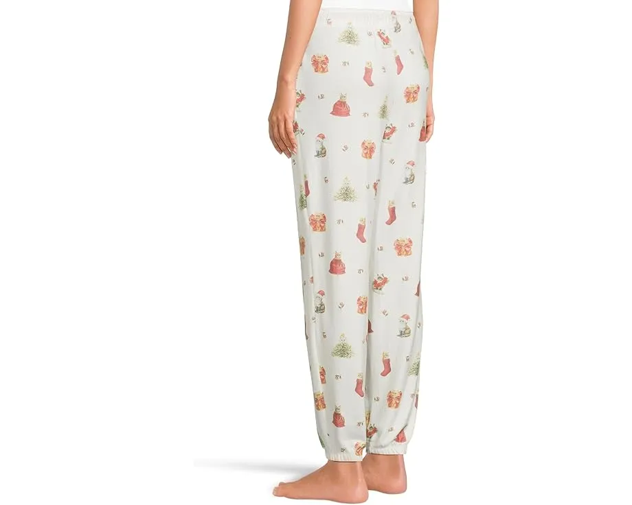 Пижамные штаны P.J. Salvage Feline Festive с манжетами и принтом