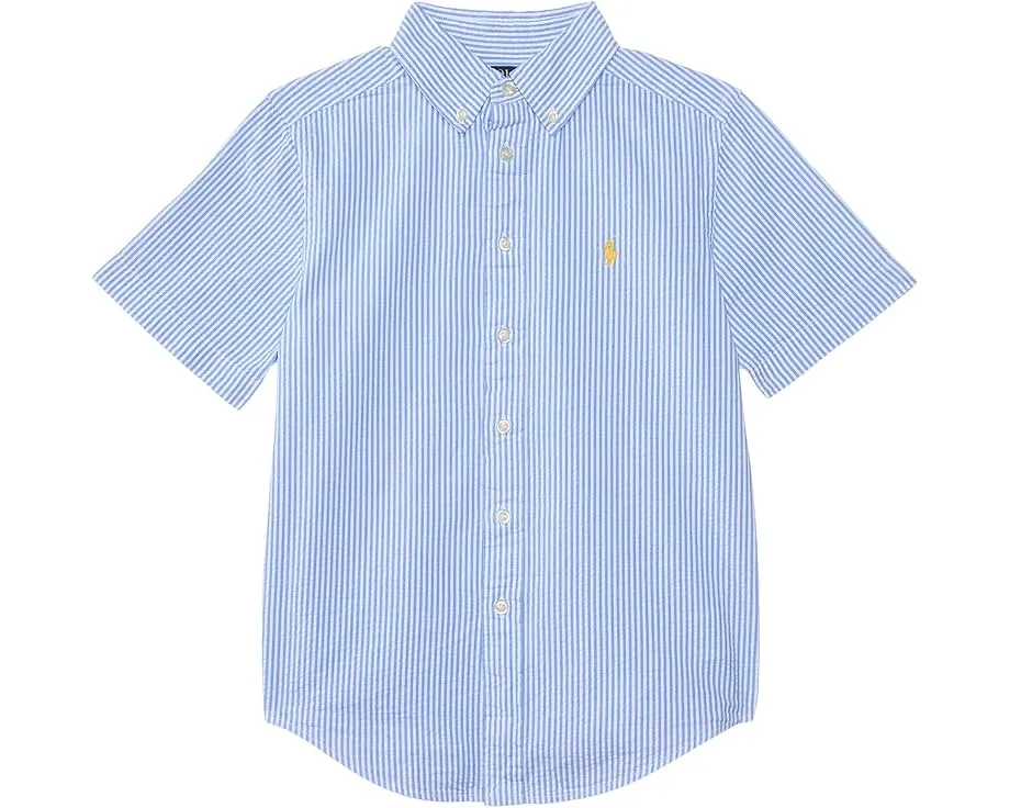 Полосатая рубашка из пике с коротким рукавом Polo Ralph Lauren Kids для детей постарше