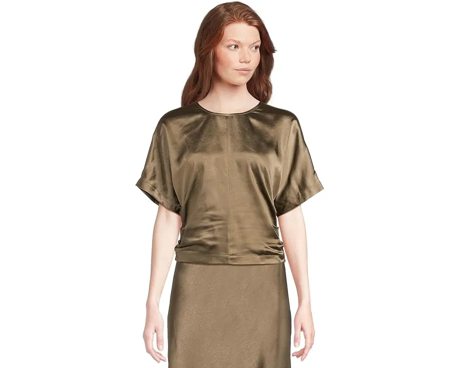 Топ Lilla P с цельнокроеным коротким рукавом из атласа