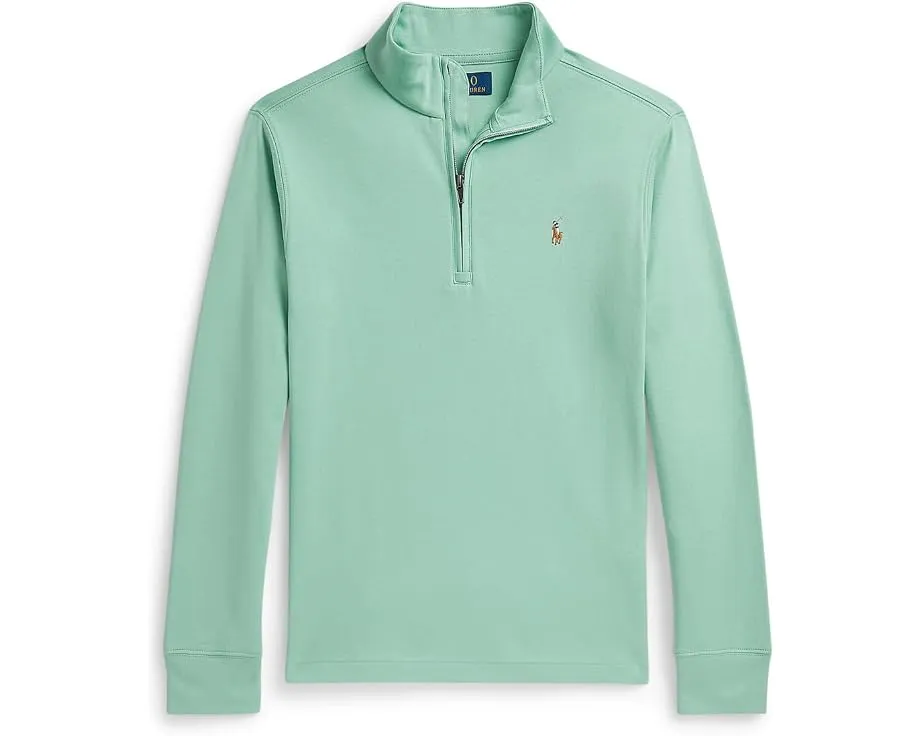 Полузип Polo Ralph Lauren Kids худи из интерлока с вышитым пони на груди