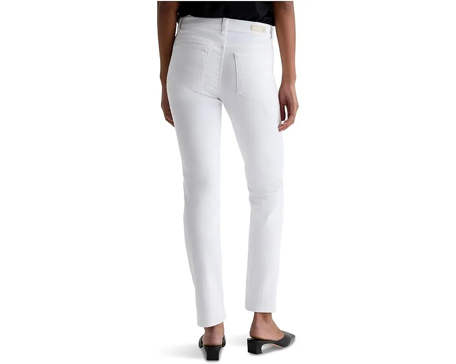 Джинсы Mari Mid-Rise Slim Straight из мягкого стрейч-денима белого цвета AG Jeans