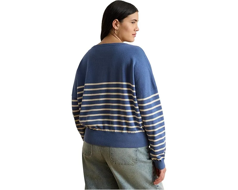 Lauren Ralph Lauren свитер плюс сайз с логотипом и полосками из хлопка с лодочкой
