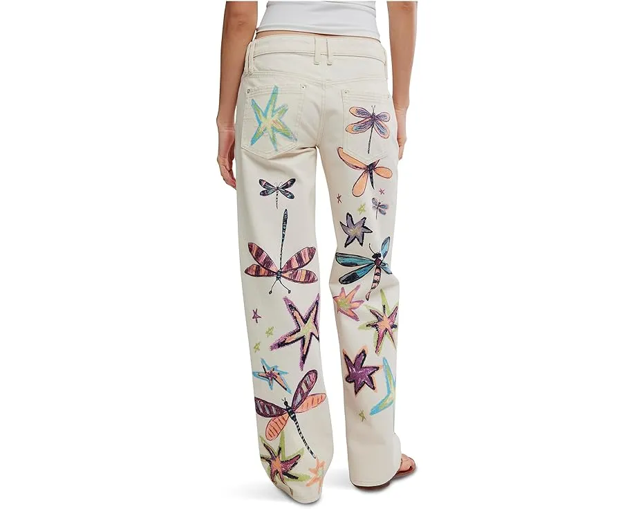 Free People Джинсы We The Free Tennessee Low-Rise Illusions с ручной росписью