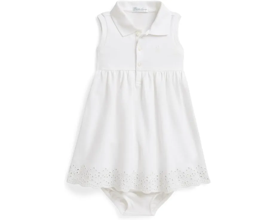 Платье-поло и шорты-блумеры для девочки с гипюром и сеткой Polo Ralph Lauren Kids