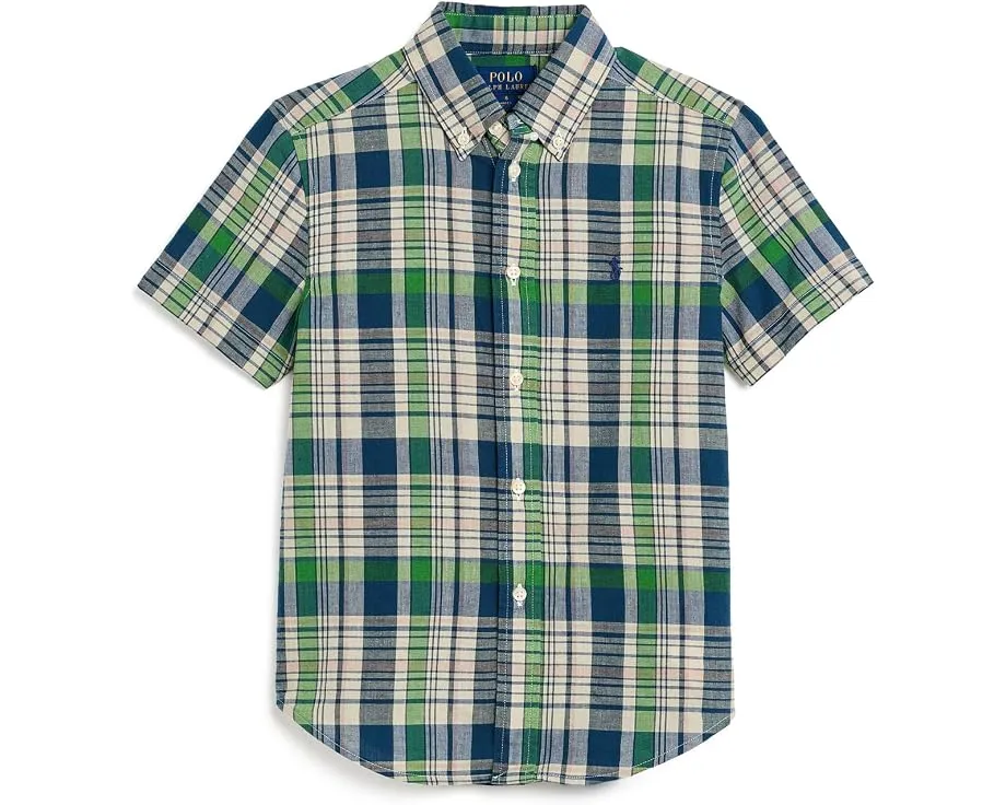 Рубашка хлопковая в клетку Polo Ralph Lauren Plaid Cotton Shirt белая для малышей и детей младшего возраста