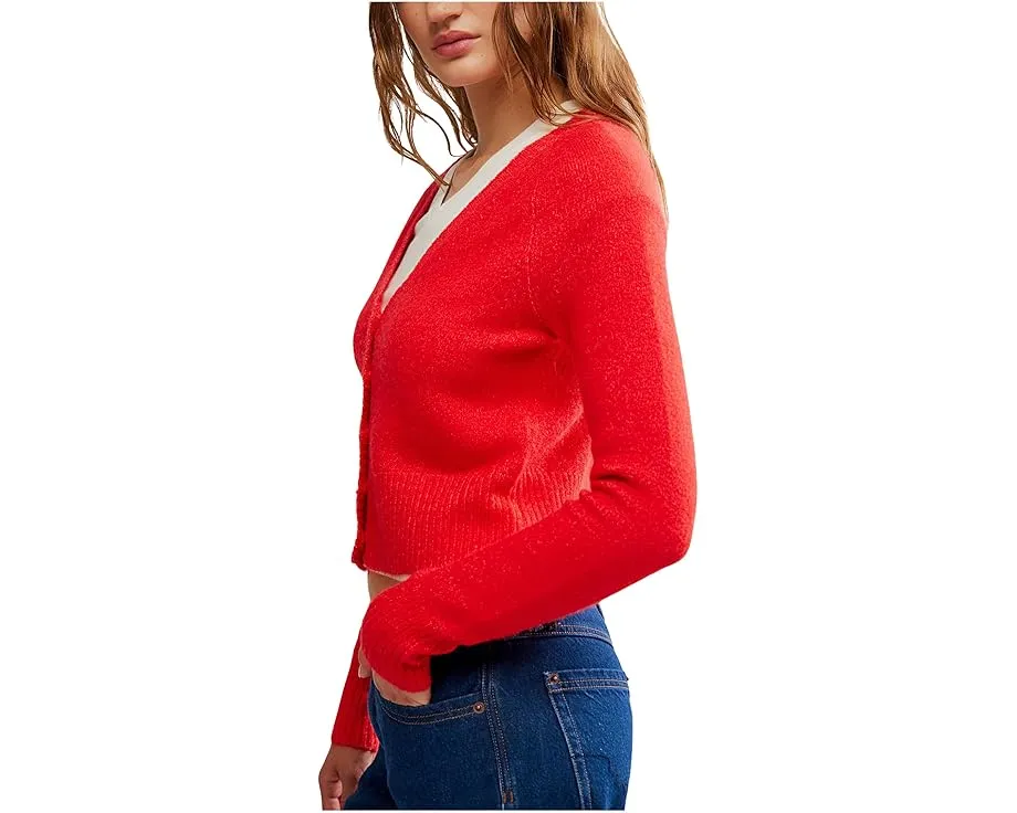 Кардиган Free People School Girl с V-образным вырезом и рельефной резинкой