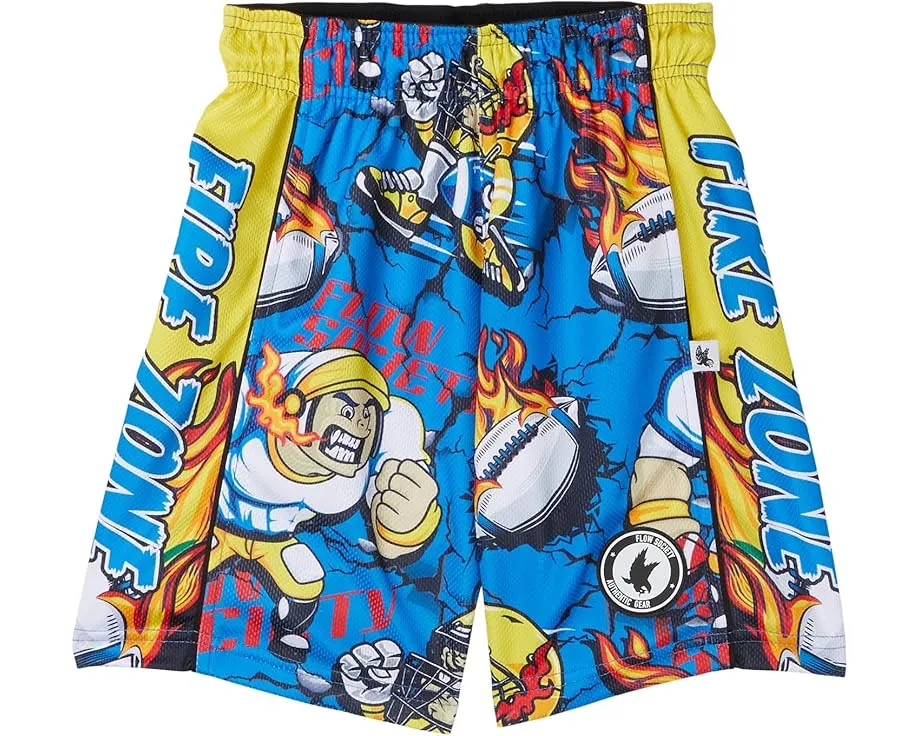 Футбольные шорты FLOW SOCIETY с огненным принтом и эластичным поясом