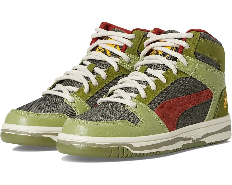 Кроссовки PUMA Kids Rebound Layup Mid Jurassic World с тематическим дизайном