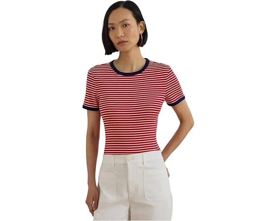 Футболка Lauren Ralph Lauren из хлопка с эластаном в полоску