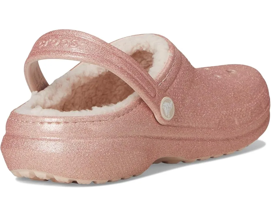 Crocs утепленные сабо Classic Lined Glitter для детей с блестками