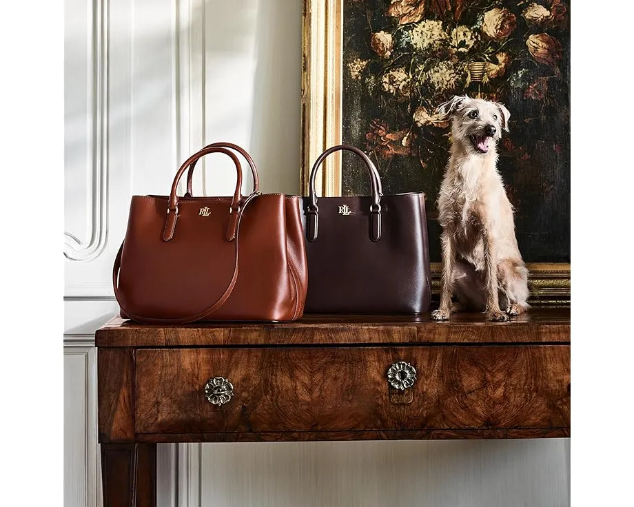 Lauren Ralph Lauren Большая кожаная сумка Marcy с отделением на зажиме и несколькими карманами