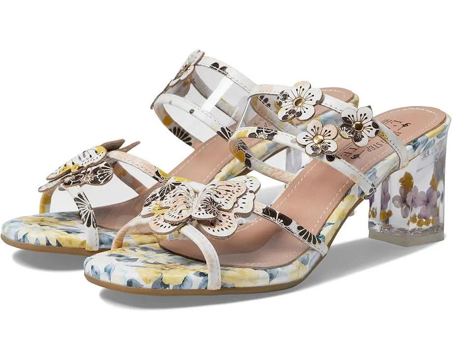 Сандалии L'Artiste by Spring Step Adored с прозрачными ремешками и цветами в каблуке