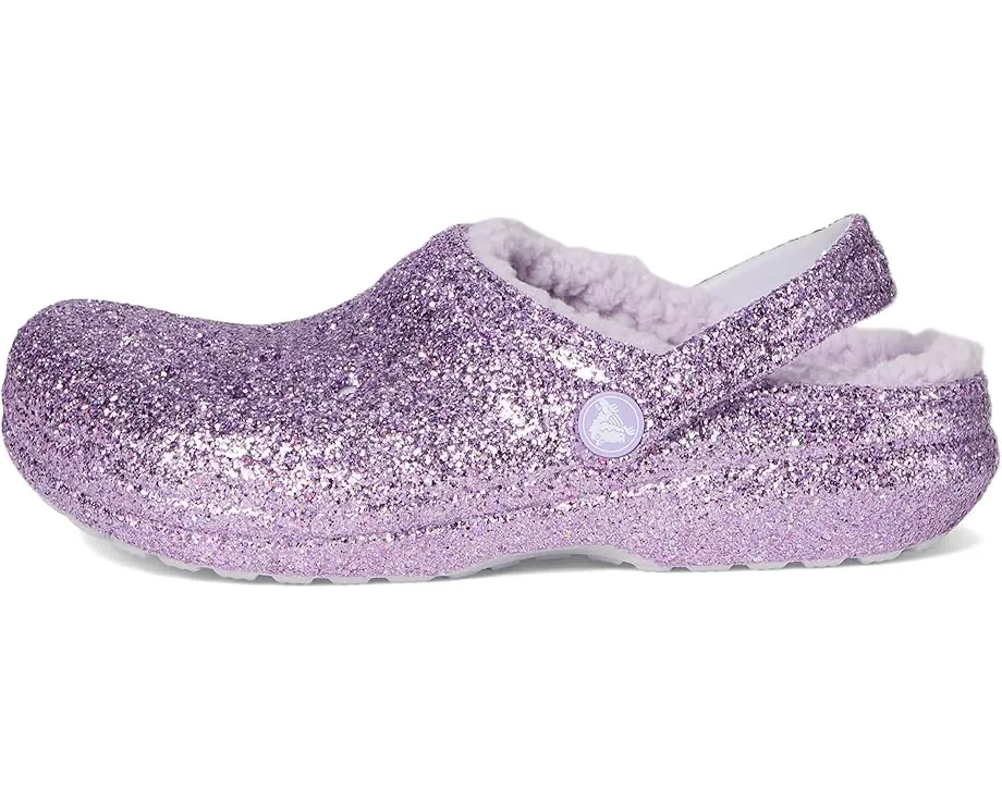 Crocs Classic Lined Glitter Clog утепленные блестящие сабо для малышей
