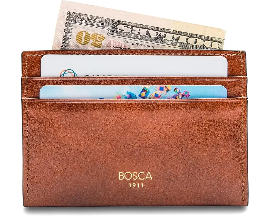 Компактный кошелек Bosca для выходных из состаренной кожи