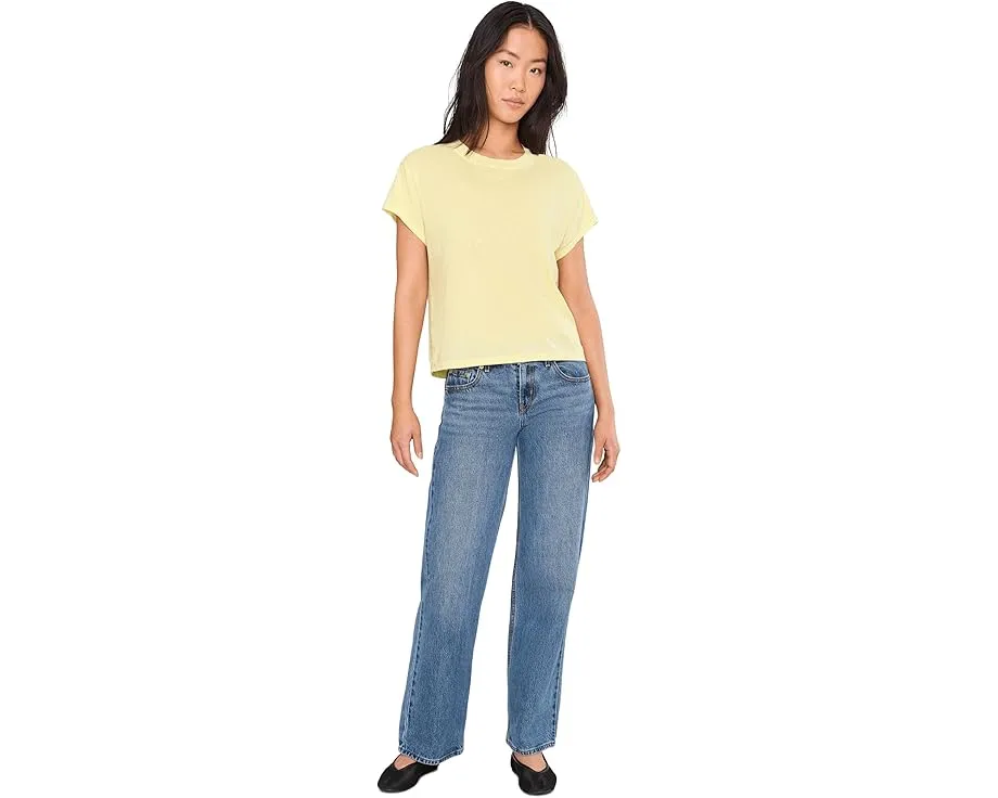 Кроп-футболка Michael Stars Grayson Cropped Crew Neck из хлопка Supima с прямым подолом
