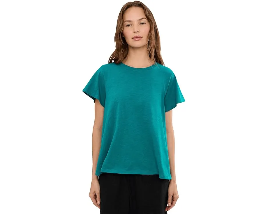 Топ Organic Cotton Slubby Jersey с круглым вырезом и короткими рукавами Eileen Fisher