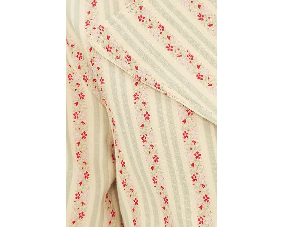 Короткое двубортное пальто с поясом из хлопкового брокара Avec Les Filles