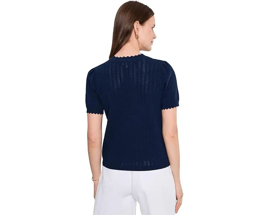 Свитер CeCe с круглой горловиной и ажурным краем в виде ракушки