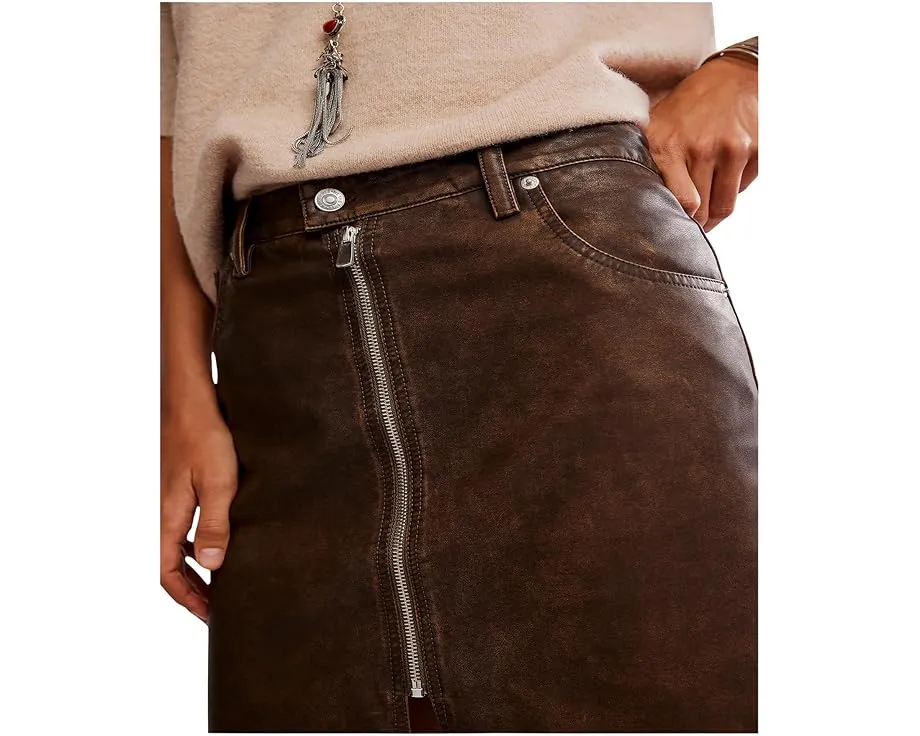 Юбка миди Free People Sycamore из веганской кожи с разрезом и застежкой на молнии