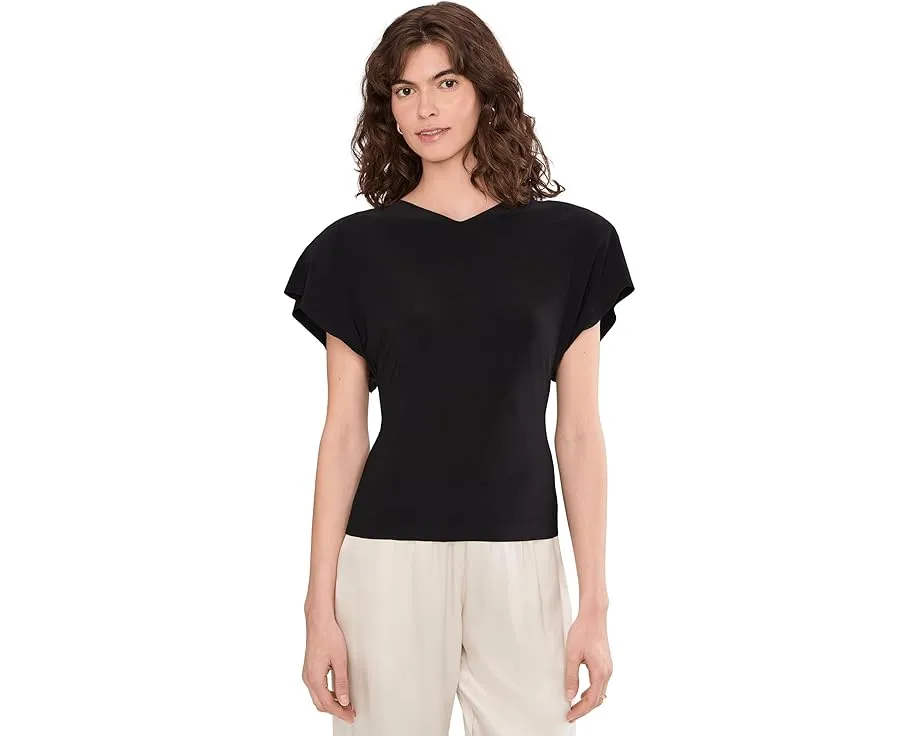 Norma Kamali топ с короткими рукавами и подплечниками