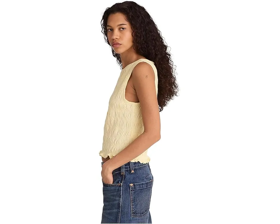 Топ Madewell с завышенной горловиной и сборками из хлопка и льна