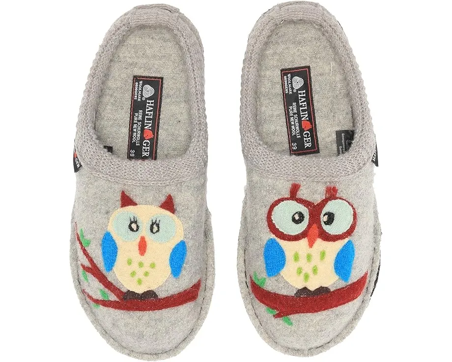 Сабо Haflinger Olivia из вареной шерсти с совой