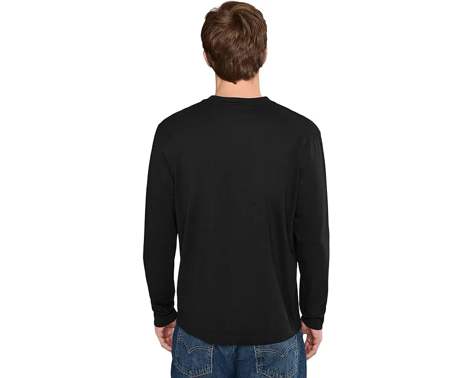 Длинная хлопковая футболка Lacoste с длинным рукавом и ребристыми манжетами