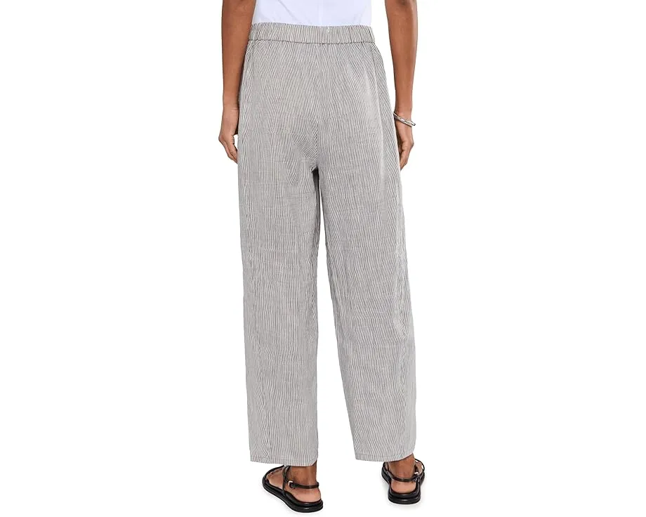 Striped Organic Linen Sheen Ankle Lantern Pants