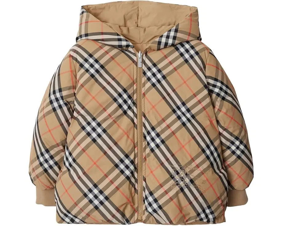 Детская куртка Burberry Kids Axel Puffer с вышивкой и капюшоном