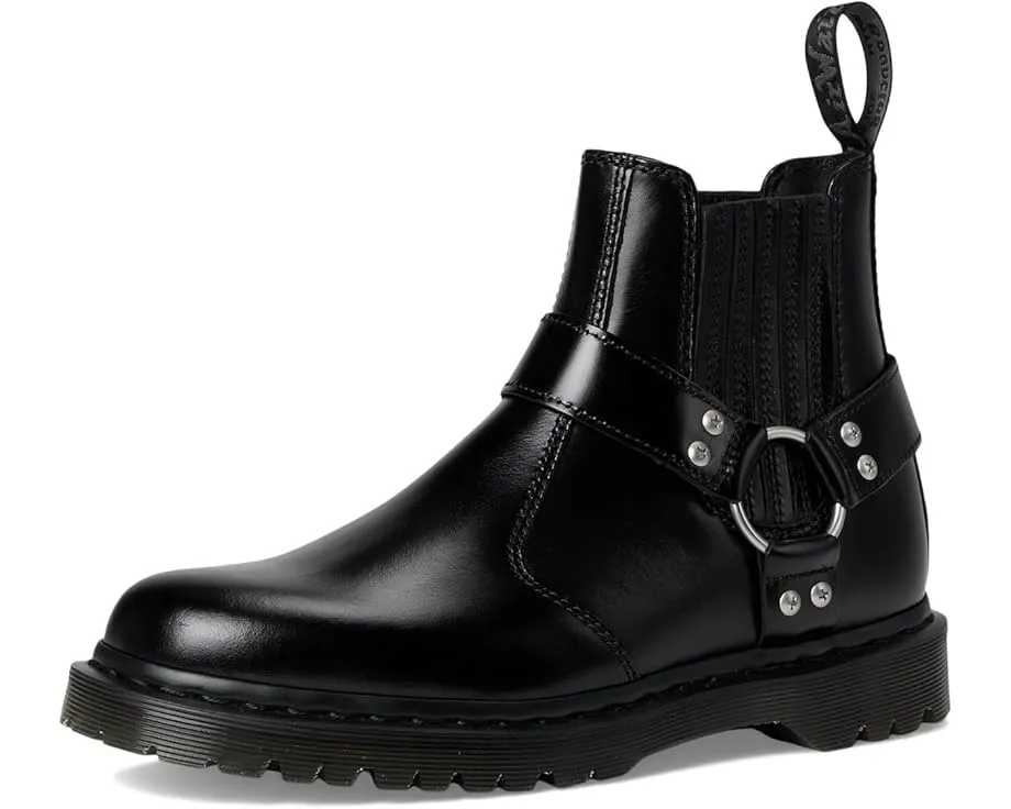 Chelsea ботинки Dr. Martens 2976 Harness из черной анилиновой кожи с декоративными шпильками