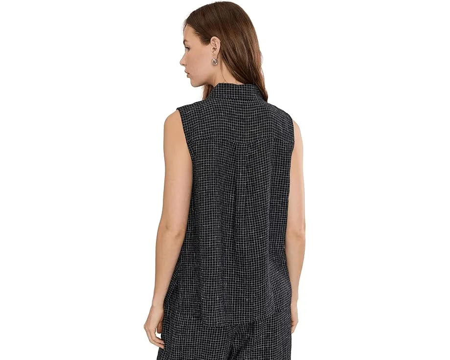 Рубашка с классическим воротником из органического льна Grid от Eileen Fisher
