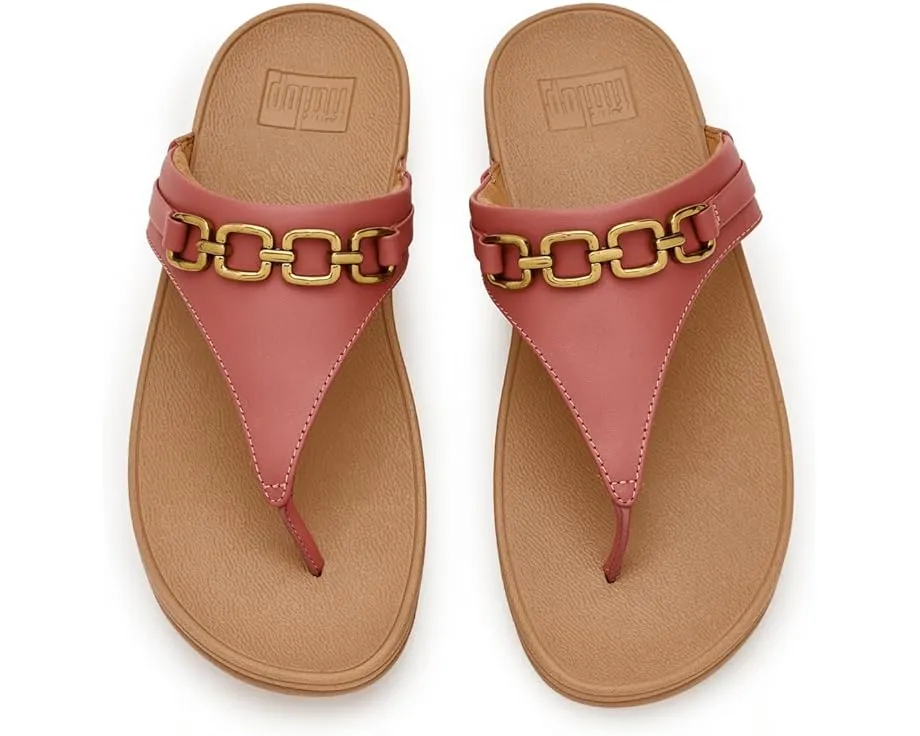 Сандалии FitFlop Lulu с квадратным носком и цепочкой из кожи