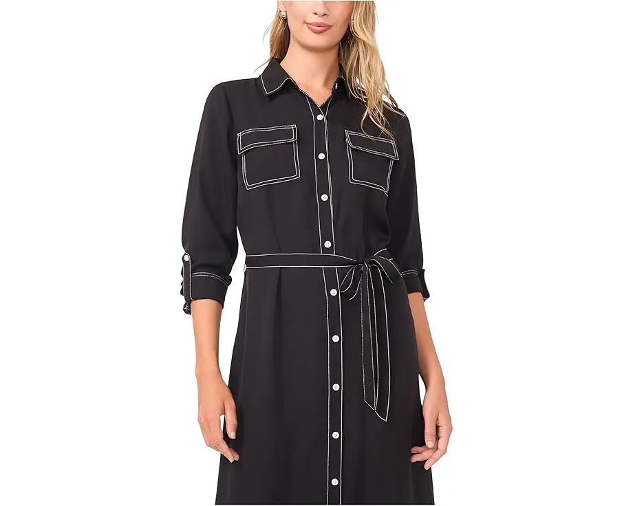 Vince Camuto Платье-рубашка на пуговицах с контрастной строчкой