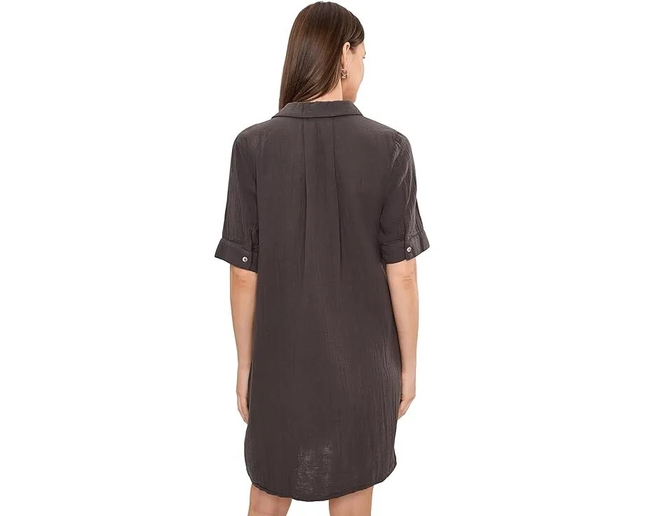 Gauze 1/2 Sleeve Swing Shirtdress