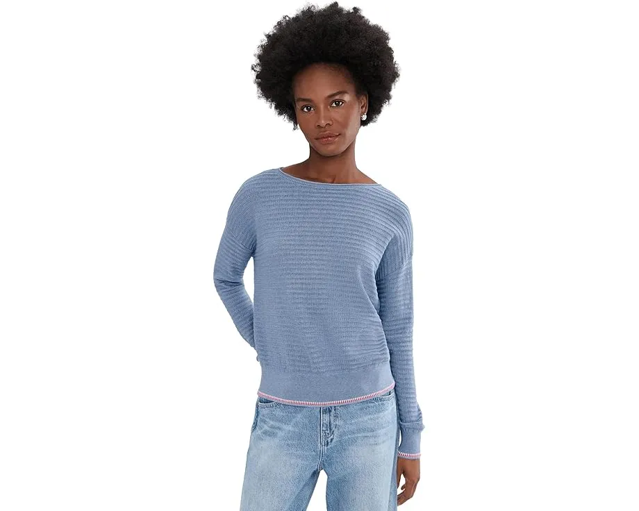 Свитер Lilla P с широким вырезом и контрастной отделой низа