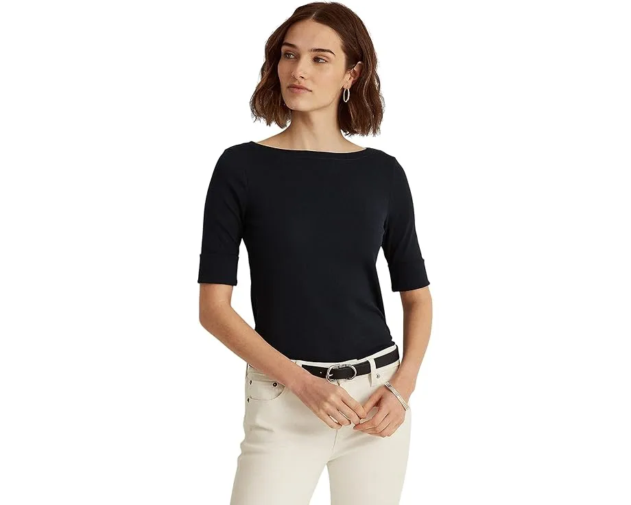 Топ с лодочкой из стрейч-хлопка Lauren Ralph Lauren