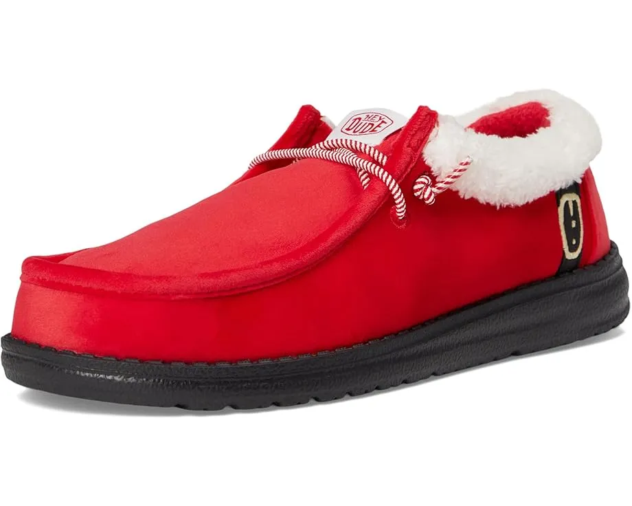 Лоферы Hey Dude Kids Wally Santa Claus для детей с эластичными шнурками и округлым носком