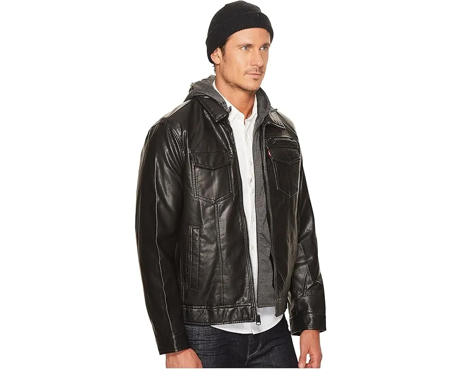 Куртка Levi's в стиле Trucker из искусственной кожи с капюшоном и подкладкой из шерпы