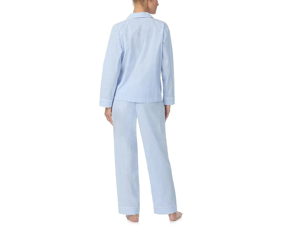 Lauren Ralph Lauren Cotton Woven Long Sleeve Notch Collar PJ Set пижамный набор из хлопка с длинным рукавом