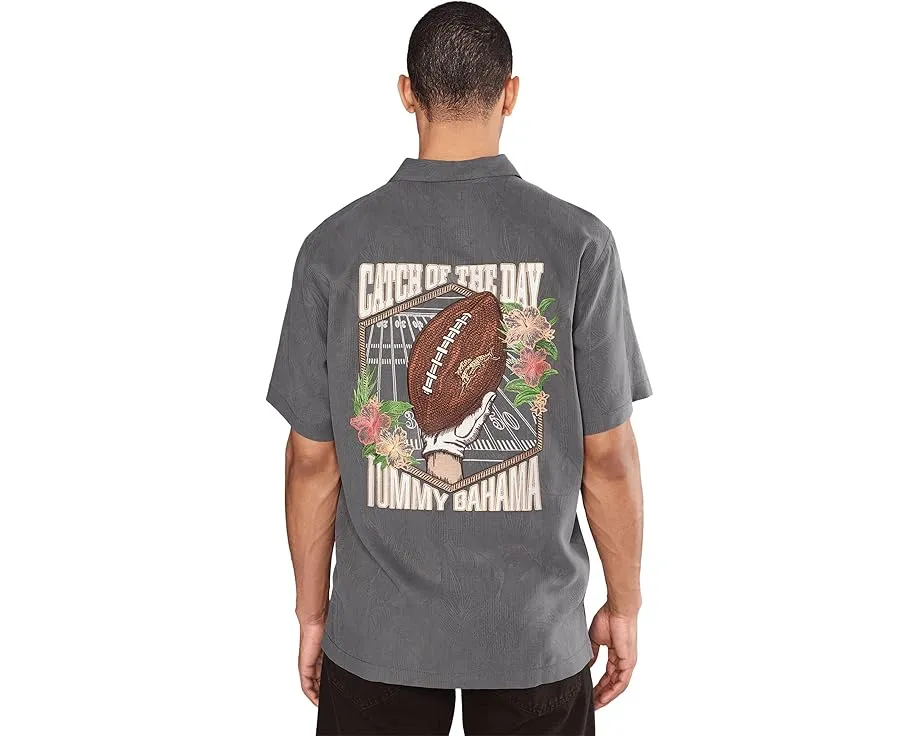 Шелковая рубашка Tommy Bahama Catch Of The Day с жаккардовым узором и вышивкой
