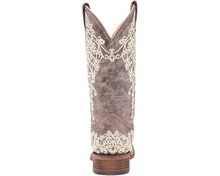 Ковбойские сапоги Corral Boots A2663 с цветочной строчкой и квадратным носком