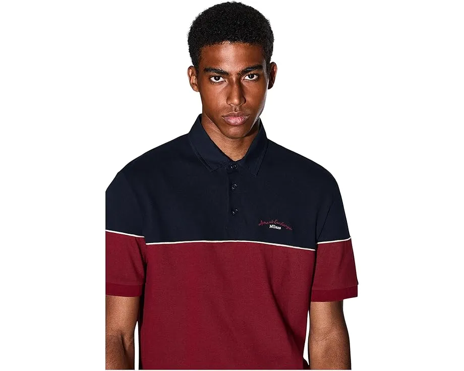 Поло Armani Exchange с цветными блоками и логотипом Script