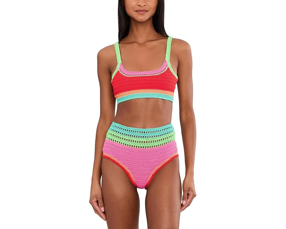 Кроп-топ Milana с цветными блоками и воротником лодочкой из смесового нейлона