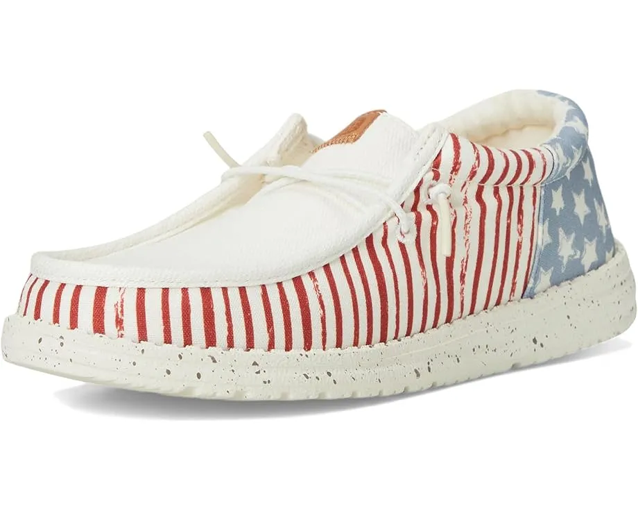 Детские слипоны Hey Dude Wally Americana с патриотичным принтом и технологией Flex & Fold